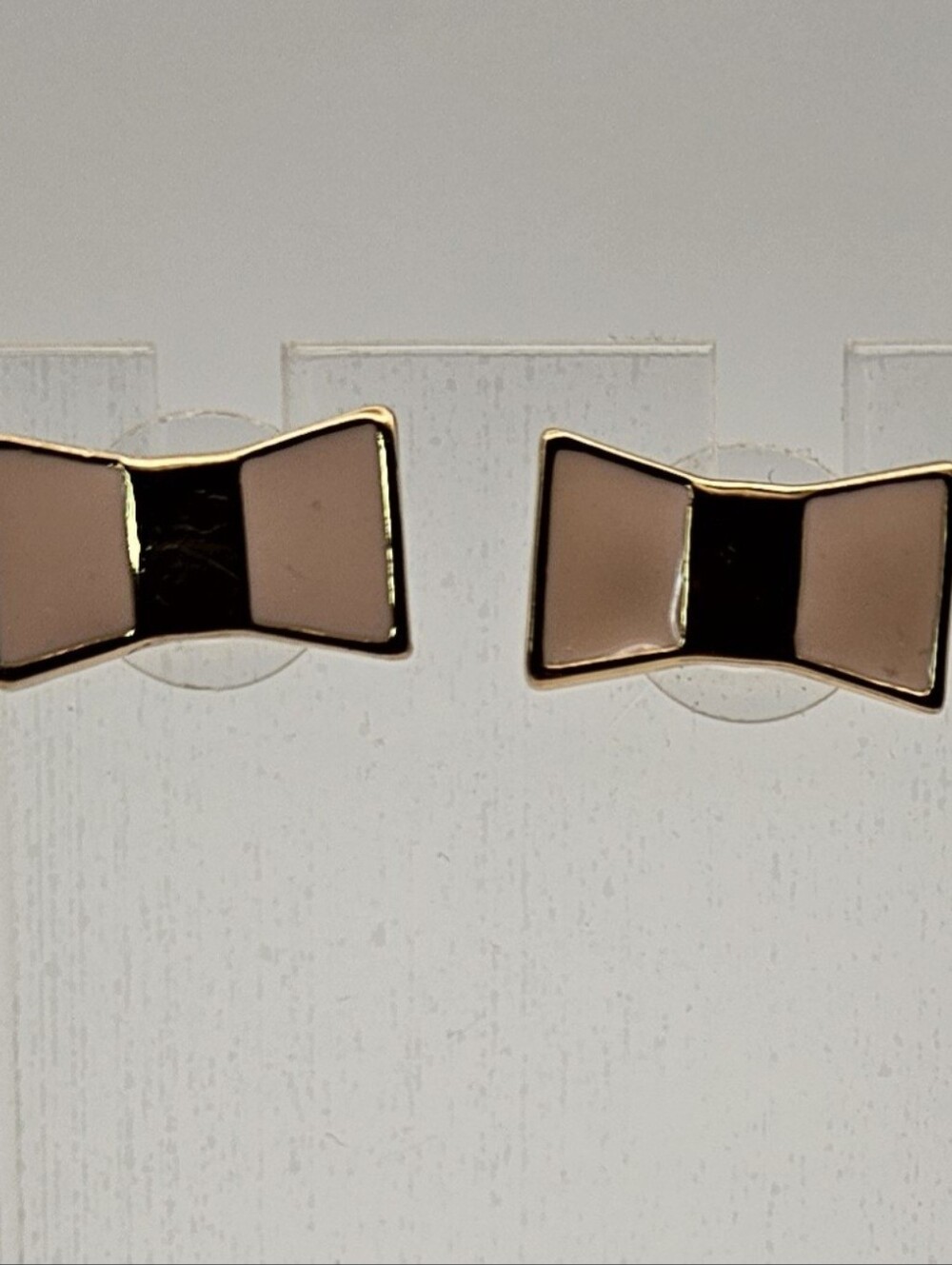 Kate Spade New York Earrings Gold Tone Blush Pink Enamel Bow Tie Stud